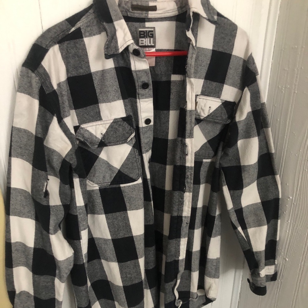 Big Bill Premium Flannel Work Shirt #121 Black and White Mens L-Tall